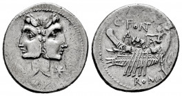 Fonteius. C. Fonteius. Denarius. 114-113 BC. South of Italy. (Ffc-713). (Craw-290/1). (Cal-585). Anv.: Janiform head, Fons or Fontus, laureate, X on r...
