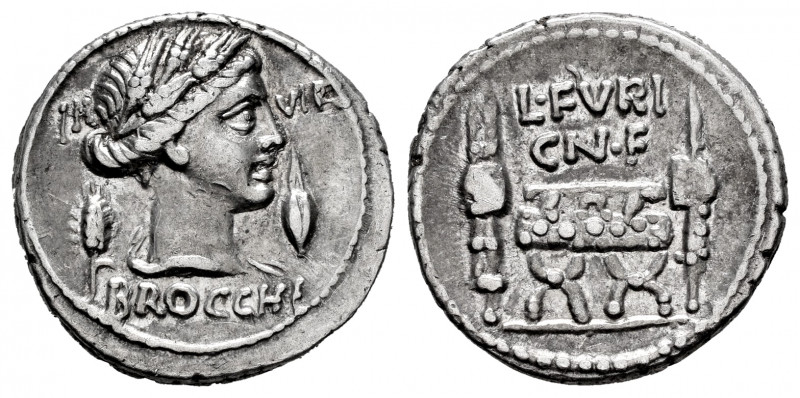 Furius. L. Furius Cn. f. Brocchus. Denarius. 63 BC. Rome. (Rsc-23). (Ffc-735). (...