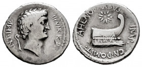 Mark Antony. Cn Domitius Ahenobarbus. Denarius. 40 BC. Mint moving. (Rsc-10b). (Ffc-13). (Craw-521/2). (Cal-549). Anv.: ANT. IMP. III. VIR. R.P.C. his...