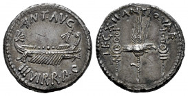 Mark Antony. Denarius. 32-31 BC. Mint moving. (Ffc-45). (Craw-544/9). (Cal-192). Anv.: ANT. AVG. III. VIR. R.P.C. praetorian galley right. Rev.: LEG. ...