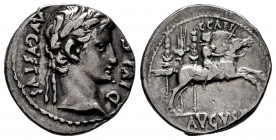 Augustus. Denarius. 8 BC. Lugdunum. (Rsc-40). (Ffc-21). (Ric-199). (Cal-849). Anv.: AVGVSTVS DIVI. F laureate head of Augustus right. Rev.: C. CAES, a...