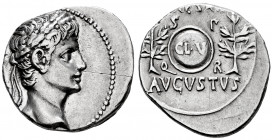 Augustus. Denarius. 20-19 BC. Colonia Patricia (Córdoba). (Rsc-51). (Ffc-32). (Ric-36a). (Cal-796). Anv.: Head laureate or oak of Augustus right. Rev....