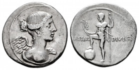 Augustus. Denarius. 32-29 BC. Brandisium and Rome. (Rsc-60). (Ffc-44). (Ric-256). (Cal-679). Anv.: Winged bust of Victory right. Rev.: CAESAR - DIVI. ...
