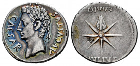 Augustus. Denarius. 19-18 BC. Caesar Augusta (Zaragoza). (Rsc-99). (Ffc-79). (Ric-38b). (Cal-705). Anv.: CAESAR AVGVSTVS laureate head of Augustus lef...