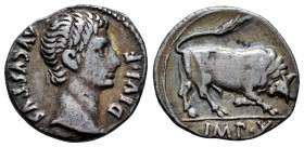 Augustus. Denarius. 15-13 BC. Lugdunum. (Ffc-108). (Ric-167a). (Cal-826). Anv.: AVGVSTVS DIVI. F. bare head of Augustus right. Rev.: IMP. X. in exergu...