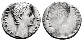 Augustus. Incuse denarius. Late 1st century BC. Anv.: AVGVSTVS DIVI F. Busto desnudo a derecha. Rev.: Incuso. Ag. 3,88 g. Cleaned. Rare. VF. Est...300...