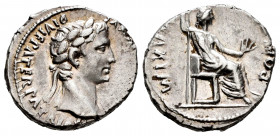 Augustus. Denarius. 41 BC. Lugdunum. (Rsc-223). (Ffc-163). (Ric-220). (Bmc-857). Anv.: CAESAR AVGVSTVS DIVI. F. PATER. PATRIAE laureate head of August...