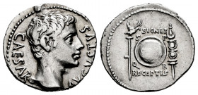Augustus. Denarius. 19 BC. Colonia Patricia (Córdoba). (Rsc-265). (Ffc-181). (Ric-86a). (Cal-749). Anv.: CAESAR AVGVSTVS bare head of Augustus right. ...