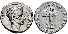 Augustus. Denarius. 18-17/16 BC. Colonia Patricia (Córdoba). (Rsc-325). (Ffc-223). (Ric-150a). (Cal-731). Anv.: CAESARI AVGVSTO S.P.Q.R. bare head of ...