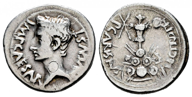 Augustus. P. Carisius. Denarius. 23 BC. Emerita (Mérida). (Rsc-402). (Ffc-255). ...