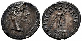 Augustus. L. Mescinius Rufus. Denarius. 16 BC. Rome. (Rsc-463a). (Ffc-289). (Rsc-351nt). (Cal-991). Anv.: Laureate head of Augustus right. Rev.: L. ME...