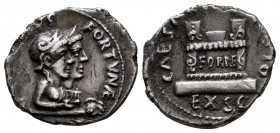 Augustus. Q. Rustius. Denarius. 19 BC. Rome. (Ffc-322). (Ric-322). (Cal-1236). Anv.: (Q. RVSTIVS) FORTVNAE (ANTIAT). conjoined busts of Fortuna Victri...