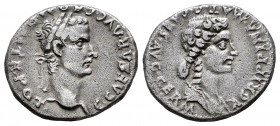 Caligula (Gaius) and Agrippina. Denarius. 37-41 AD. Lugdunum. 2ª emisión. (Ric-14 (Rome mint)). (Rsc-2). Anv.: C CAESAR AVG GERM P M TR POT. Laureate ...