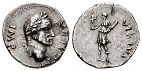 Galba. Denarius. 68-69 AD. Tarraco. (Ric-31). (Rsc-333a). Anv.: IMP GALBA. Laureate bust right. Rev.: VIRTVS, Virtus standing left, holding Victory in...