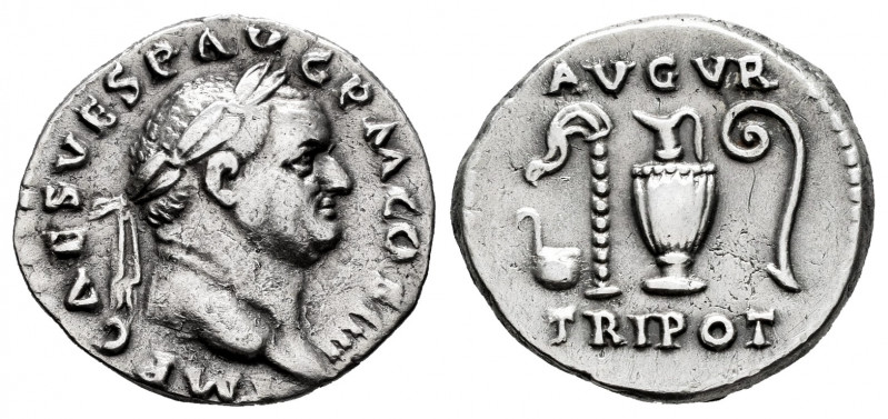 Vespasian. Denarius. 72-73 AD. Rome. (Ric-356). (Rsc-45). Anv.: IMP CAES VESP AV...