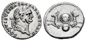 Divus Vespasian. Denarius. 80-81 AD. Rome. Struck under Titus. (Ric-357). (Bmcre-129). (Rsc-497). Anv.: DIVVS AVGVSTVS VESPASIANVS, laureate bust righ...