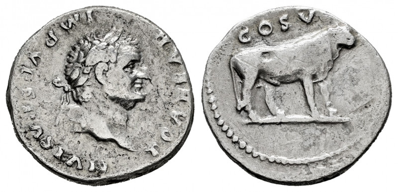 Titus. Denarius. 76 AD. Rome. (Ric-858). (Bmc-186). (Rsc-52). Anv.: T CAESAR IMP...