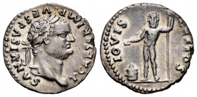 Titus. Denarius. 69-79 AD. Rome. (Ric-874 Vespasiano). (Rsc-106). Anv.: T CAESAR IMP VESPASIANVS. Laureate head right. Rev.: IOVIS CVSTOS. Jupiter sta...