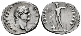 Titus. Denarius. 69-79 AD. Rome. (Ric-863). (Rsc-105a). Anv.: T CAESAR IMP VESPASIAN. Laureate head right. Rev.: IOVIS CVSTOS. Jupiter standing left, ...