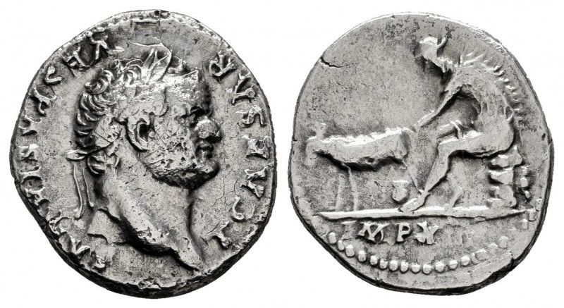 Titus. Denarius. 77-78 AD. Rome. (Ric-985). (Bmc-230). (C-103). Anv.: T CAESAR V...