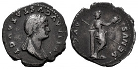 Julia Titi. Denarius. 80-81 AD. Rome. Struck under Domitian. (Ric-387 Tito). (Bmcre-140 Tito). (Rsc-12). Anv.: IVLIA AVGVSTA T AVG F, diademed and dra...