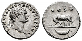 Domitian. Denarius. 77/78 AD. Rome. (Ric-II 2.961). (Bmcre-241/2). (Rsc-51). Anv.: CAESAR AVG F DOMITIANVS, laureate head to right. Rev.: She-wolf suc...