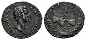 Nerva. Denarius. 96 AD. Rome. (Ric-II 3). (Bmcre-8). (Rsc-25). Anv.: IMP NERVA CAES AVG P M TR P COS II P P, laureate head to right. Rev.: CONCORDIA E...