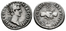 Nerva. Denarius. 96 AD. Rome. (Ric-II 3). (Bmcre-8). (Rsc-29). Anv.: IMP NERVA CAES AVG P M TR P COS II P P, laureate head to right. Rev.: CONCORDIA E...