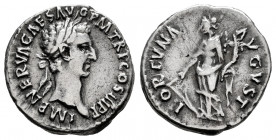 Nerva. Denarius. 97 AD. Rome. (Ric-II 16). (Bmcre-37). (Rsc-66). Anv.: IMP NERVA CAES AVG P M TR P COS III P P, laureate head to right. Rev.: FORTVNA ...