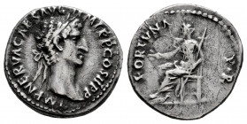 Nerva. Denarius. 96-98 AD. Rome. (Ric-14). (Bmcre-41). (Rsc-76). Anv.: IMP NERVA CAES AVG P M TR P COS III P P, laureate head right. Rev.: FORTVNA P R...