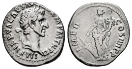 Nerva. Denarius. 98 AD. Rome. (Ric-42). (Rsc-86). Anv.: IMP NERVA CAES AVG GERM P M TR P II, laureate head right. Rev.: IMP II COS IIII P P, Fortuna s...
