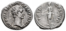 Nerva. Denarius. 98 AD. Rome. (Ric-42). (Rsc-89). Anv.: IMP NERVA CAES AVG GERM PM TR P II, laureate head right. Rev.: IMP II COS IIII P P, Fortuna st...