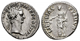 Nerva. Denarius. 96 AD. Rome. (Ric-7). (Bmcre-17). (Rsc-106). Anv.: IM(P NERV)A CAES AVG P M TR P COS II P P, laureate bust to right. Rev.: LIBERTAS P...
