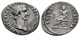 Nerva. Denarius. 96 AD. Rome. (Ric-9). (Bmcre-19). (Rsc-134). Anv.: IMP NERVA CAES AVG P M TR P COS III P P, laureate head right. Rev.: SALVS PVBLICA,...