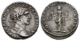 Trajan. Denarius. 103-111 AD. Rome. (Ric-II 91). (Woytek-344b). (Bmcre-374/76). Anv.: IMP TRAIANO AVG GER DAC P M TR P, laureate bust to right, slight...