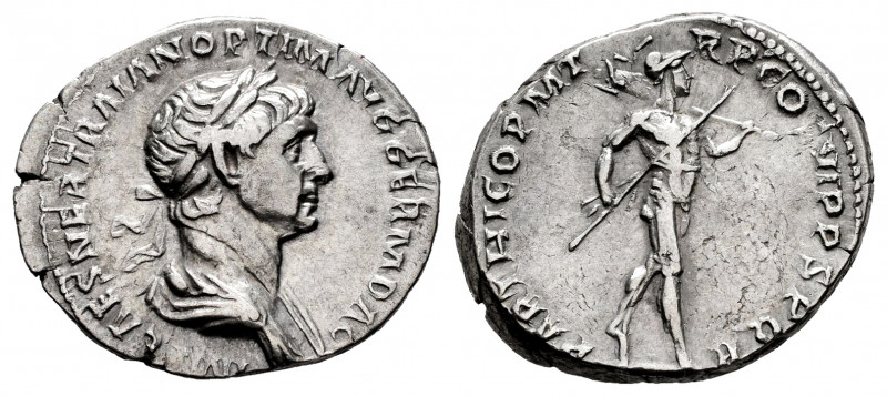 Trajan. Denarius. 112-117 AD. Rome. (Ric-331). (Rsc-190). Anv.: IMP CAES NER TRA...