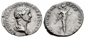 Trajan. Denarius. 112-117 AD. Rome. (Ric-331). (Rsc-190). Anv.: IMP CAES NER TRAIAN OPTIM AVG GERM DAC, Laureate and draped bust right. Rev.: PARTHICO...