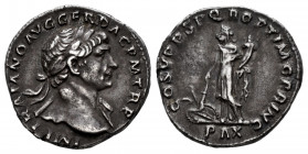 Trajan. Denarius. 103-111 AD. Rome. (Ric-II 102). (Bmcre-401). (Rsc-196). Anv.: IMP TRAIANO AVG GER DAC P M TR P, laureate bust to right with slight d...