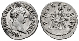 Trajan. Denarius. 98-99 AD. Rome. (Ric-11). (Bmcre-9). (Rsc-206). Anv.: IMP CAES NERVA TRAIAN AVG GERM, laureate head right. Rev.: P M TR P COS II P P...