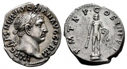 Trajan. Denarius. 101-102 AD. Rome. (Ric-II 49). (Woytek-100a). (Bmcre-86/90). Anv.: IMP CAES NERVA TRAIAN AVG GERM, laureate head to right. Rev.: P M...