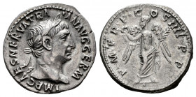 Trajan. Denarius. 101-102 AD. Rome. (Ric-58). (Woytek-128b). (Bmcre-120). Anv.: IMP CAES NERVA TRAIAN AVG GERM, laureate head right. Rev.: P M TR P CO...