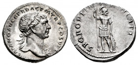 Trajan. Denarius. 103-111 AD. Rome. (Ric-162). (Bmcre-158). (Rsc-378a). Anv.: IMP TRAIANO AVG GER DAC P M TR P COS V P P, laureate bust right, aegis o...