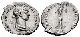Trajan. Denarius. 112-114 AD. Rome. (Ric-II 292). (Rsc-558). (Bmcre-454). Anv.: IMP TRAIANO AVG GER DAC P M TR P COS VI P P, laureate and draped bust ...
