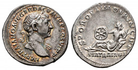 Trajan. Denarius. 112-113 AD. Rome. (Ric-266). (Rsc-648). (Bmcre-487). Anv.: IMP TRAIANO AVG GER DAC P M TR P COS VI P P, laureate head right, slight ...