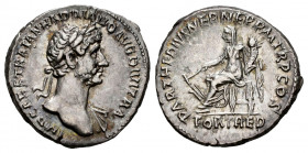 Hadrian. Denarius. 117 AD. Rome. (Ric-10). (Bmcre-22). (Rsc-749). Anv.: IMP CAES TRAIAN HADRIANO AVG DIVI TRA, laureate bust right, drapery over far s...