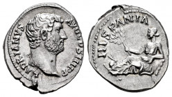 Hadrian. Denarius. 134-138 AD. Rome. (Ric-306). (Rsc-822). Anv.: HADRIANVS AVG COS III P P, bare head right. Rev.: HISPANIA, Hispania reclining left, ...