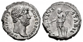 Hadrian. Denarius. 134-138 AD. Rome. (Ric-276). (Rsc-1425). Anv.: HADRIANVS AVG COS III P P, Bare head right. Rev.: TELLVS STABIL, Tellus standing lef...