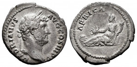 Hadrian. Denarius. 130-133 AD. Rome. (Ric-II.3 1494). (Bmcre-816). (Rsc-138). Anv.: HADRIANVS AVG COS IIII PP, laureate head to right. Rev.: AFRICA, A...