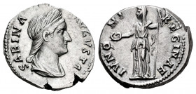 Sabina. Denarius. 133-135 AD. Rome. (Ric-II 3.2539). (Bmcre-940/2). (Rsc-43). Anv.: SABINA AVGVSTA, diademed and draped bust to right. Rev.: IVNONI RE...