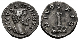 Divus Antoninus Pius. Struck under Marcus Aurelius and Commodus. Denarius. 161-162 AD. Rome. (Ric-439). Anv.: DIVVS ANTONINVS, bare head right. Rev.: ...